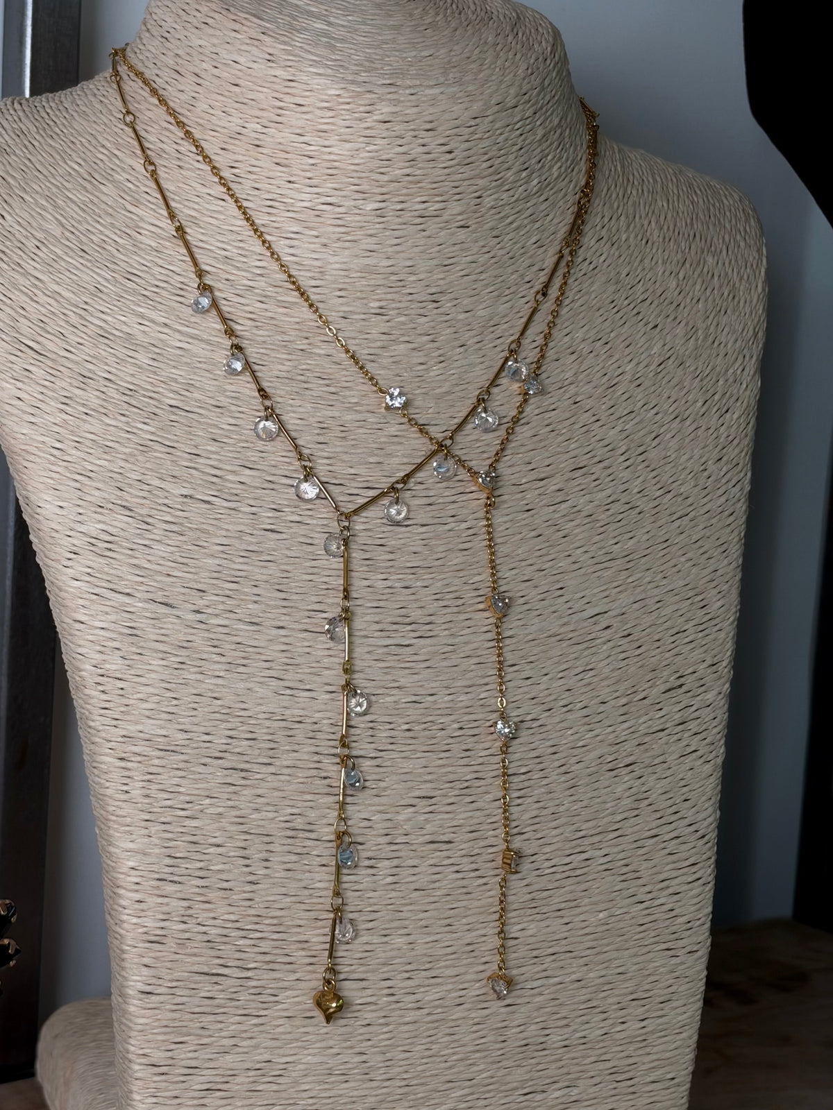 Collana Y con Cristallo - Acciaio