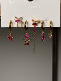 Set Orecchini Farfalla Fucsia - Acciaio