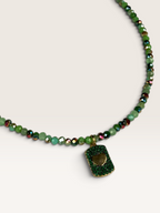 Collana in Cristalli Verdi e Ciondolo Cuore