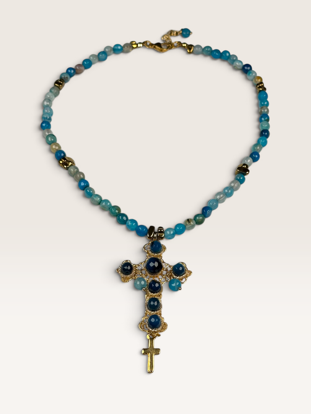 Collana in Occhio di Tigre con Croce