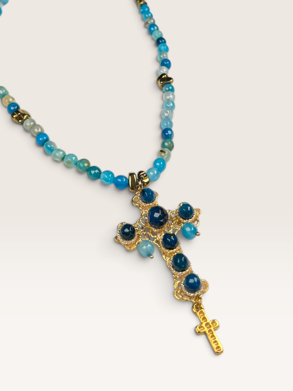 Collana in Occhio di Tigre con Croce