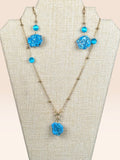 Set Collana e Orecchini Occhio di Tigre e Rose in Resina