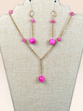 Set Collana e Orecchini in Quarzo Rosa