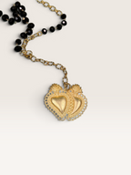 Collana con Cristalli Neri e Cuore Sacro in Zama