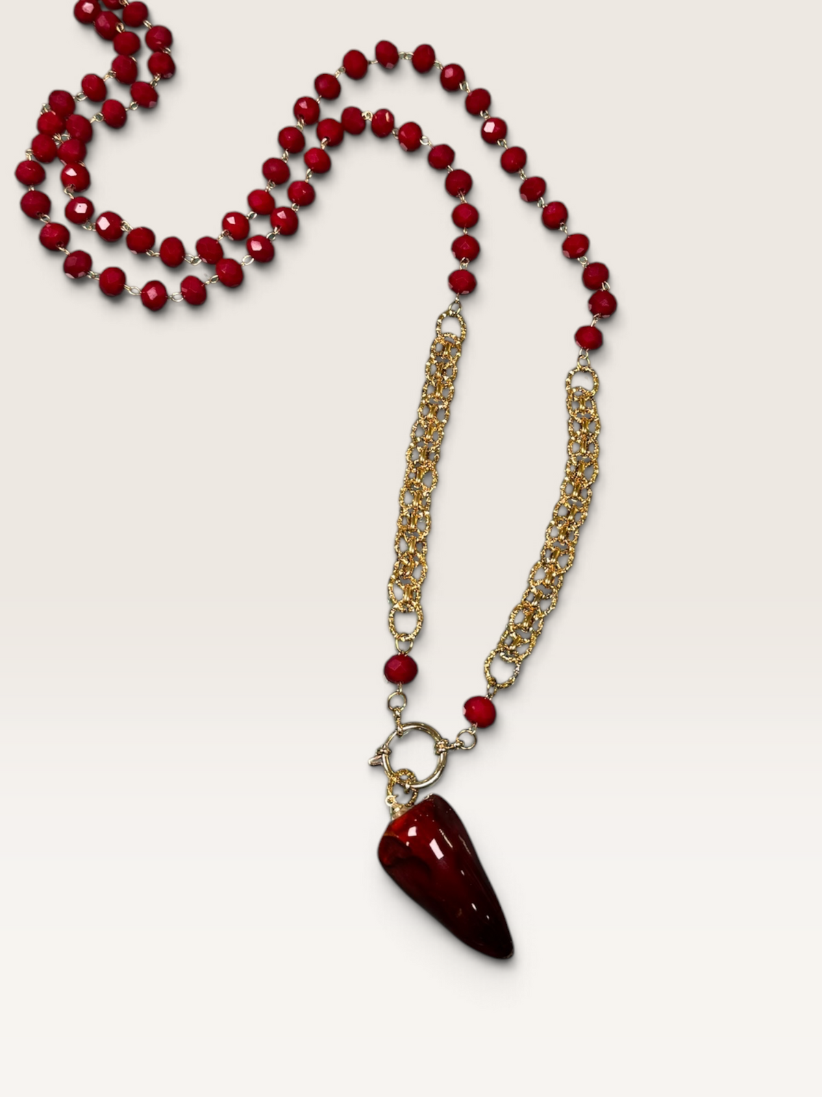 Collana Peperoncino in Cristalli Brodeaux