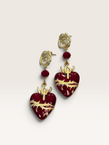Orecchini Sacred Heart - Oro e Rosso Scuro