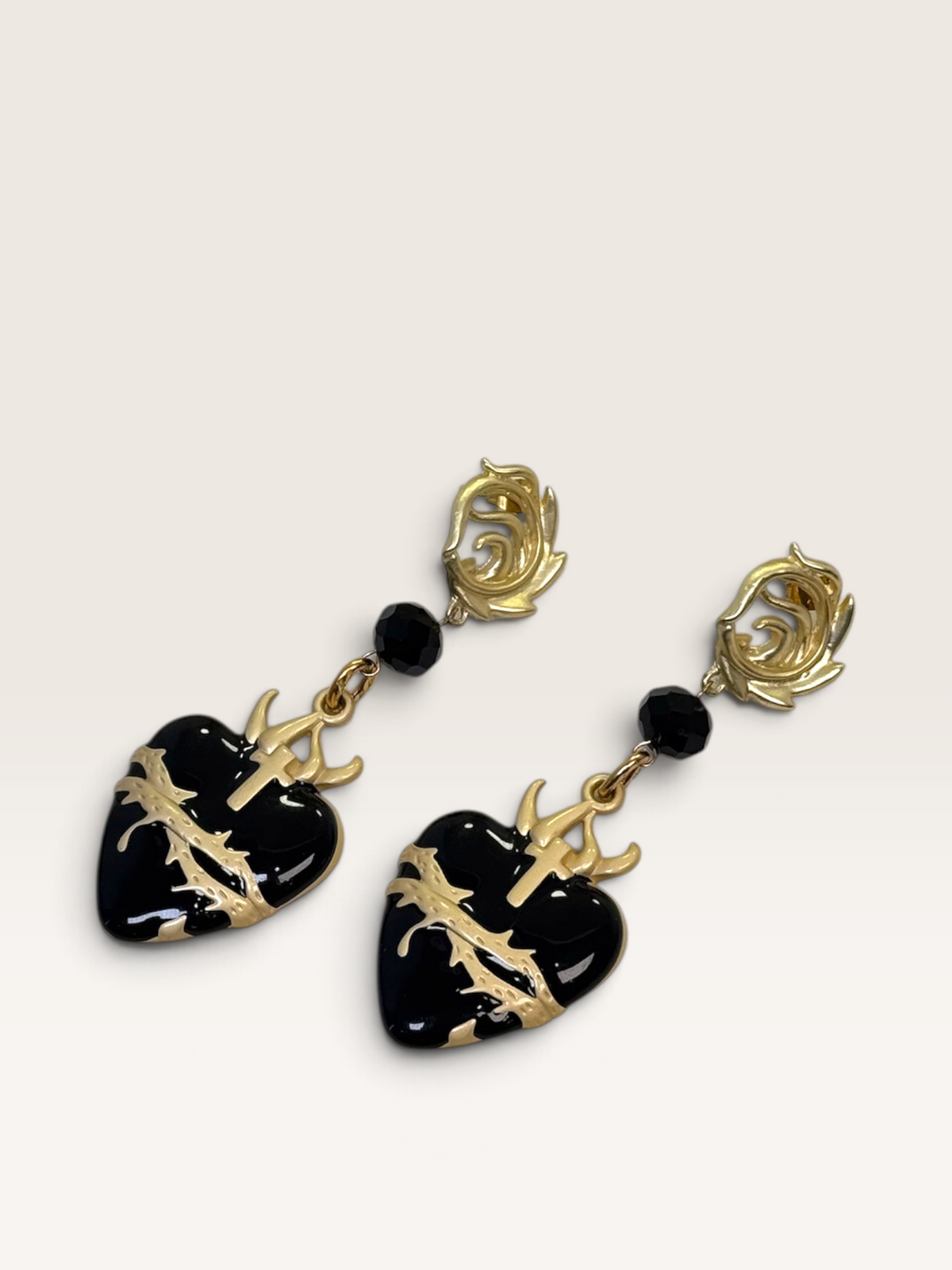 Orecchini Sacred Heart - Nero e Oro