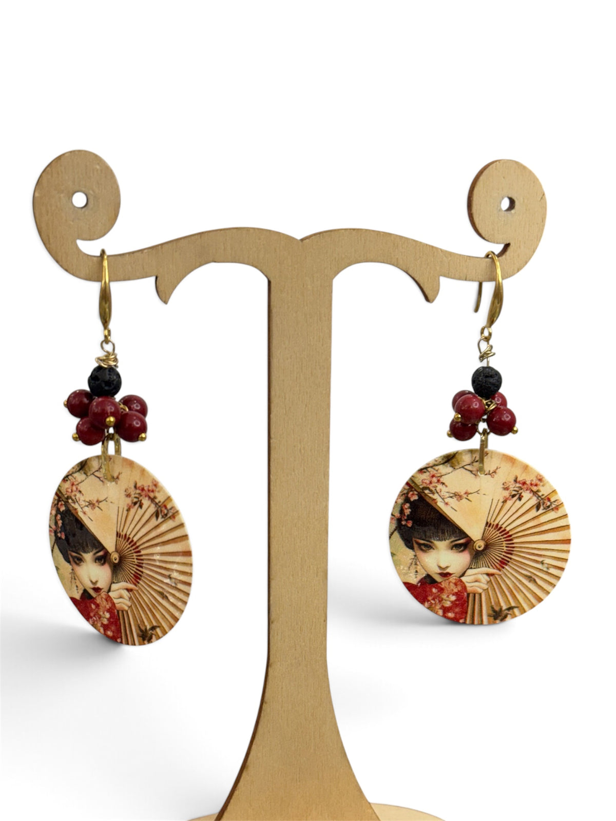 Orecchini Grafici  Geisha - Pietra Vulcanica